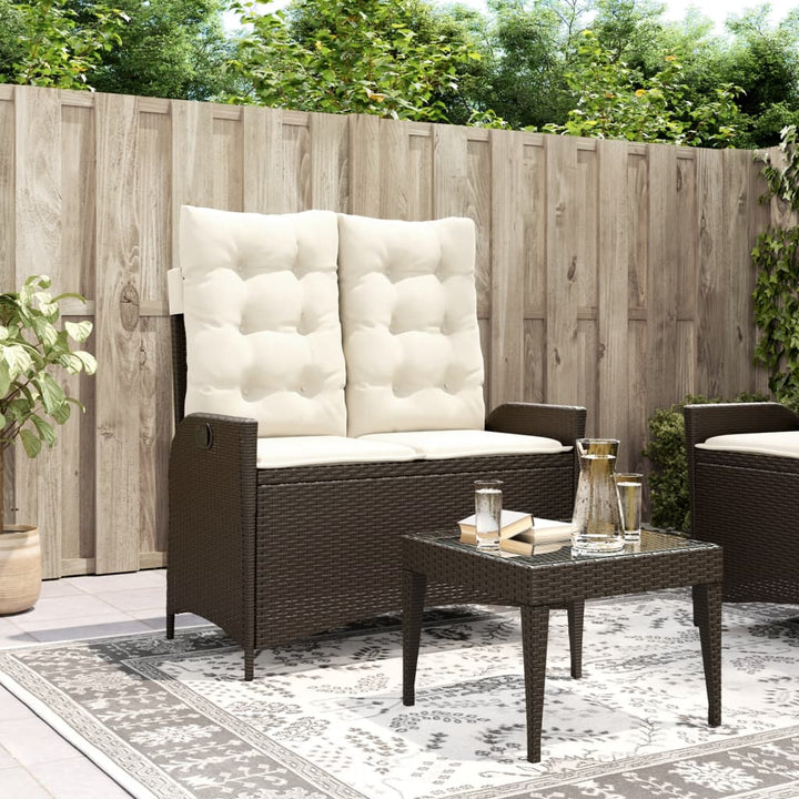 Justerbar Trädgårdsbänk Med Dynor Beige Konstrotting