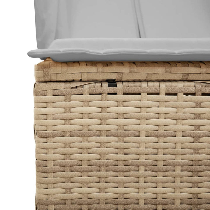 Dubbel Solsäng Med Tak Och Dynor Beige Konstrotting