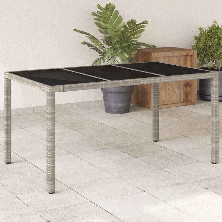 Trädgårdsbord 150X90X75 Cm Härdat Glas Och Konstrotting
