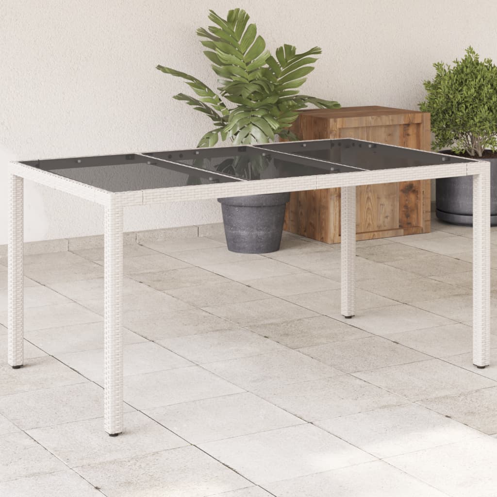 Trädgårdsbord 150X90X75 Cm Härdat Glas Och Konstrotting