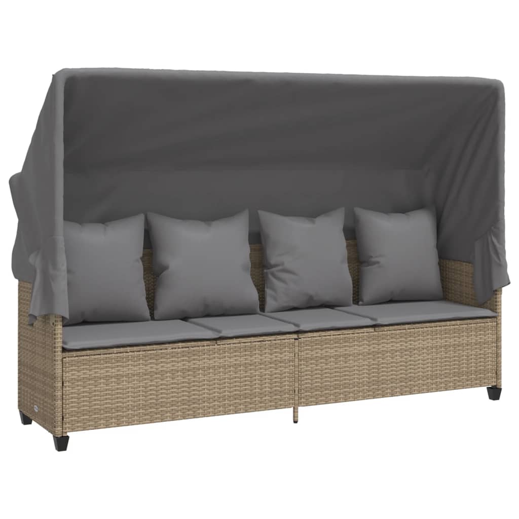 Solsäng Med Tak Och Dynor Beige Konstrotting