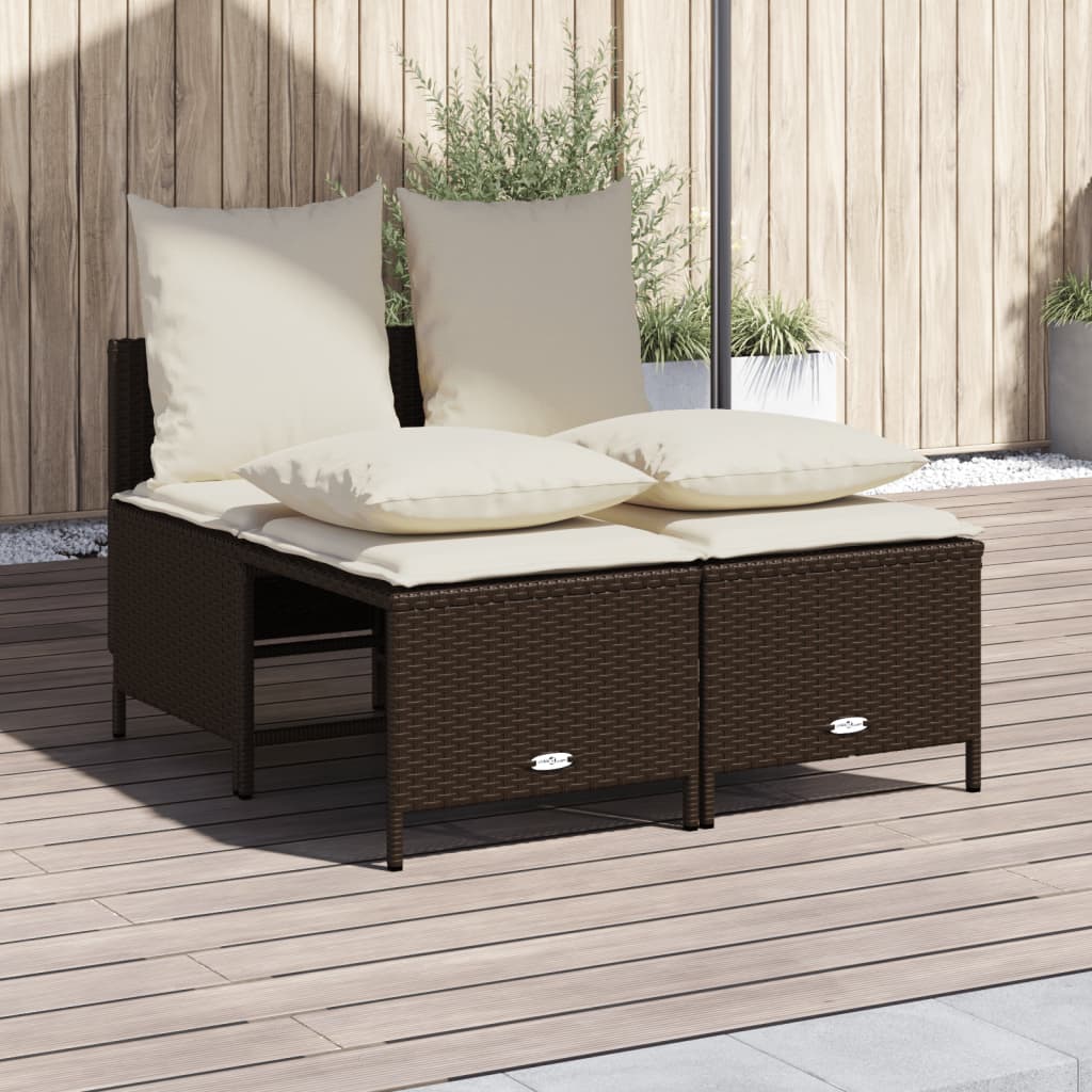 Soffgrupp För Trädgård Med Dynor 4 Delar Beige Konstrotting