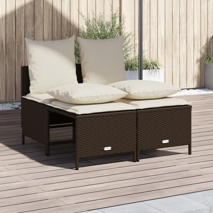 Soffgrupp För Trädgård Med Dynor 4 Delar Beige Konstrotting