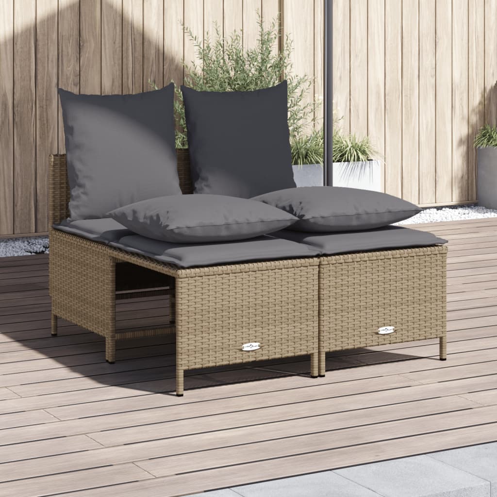 Soffgrupp För Trädgård Med Dynor 4 Delar Beige Konstrotting