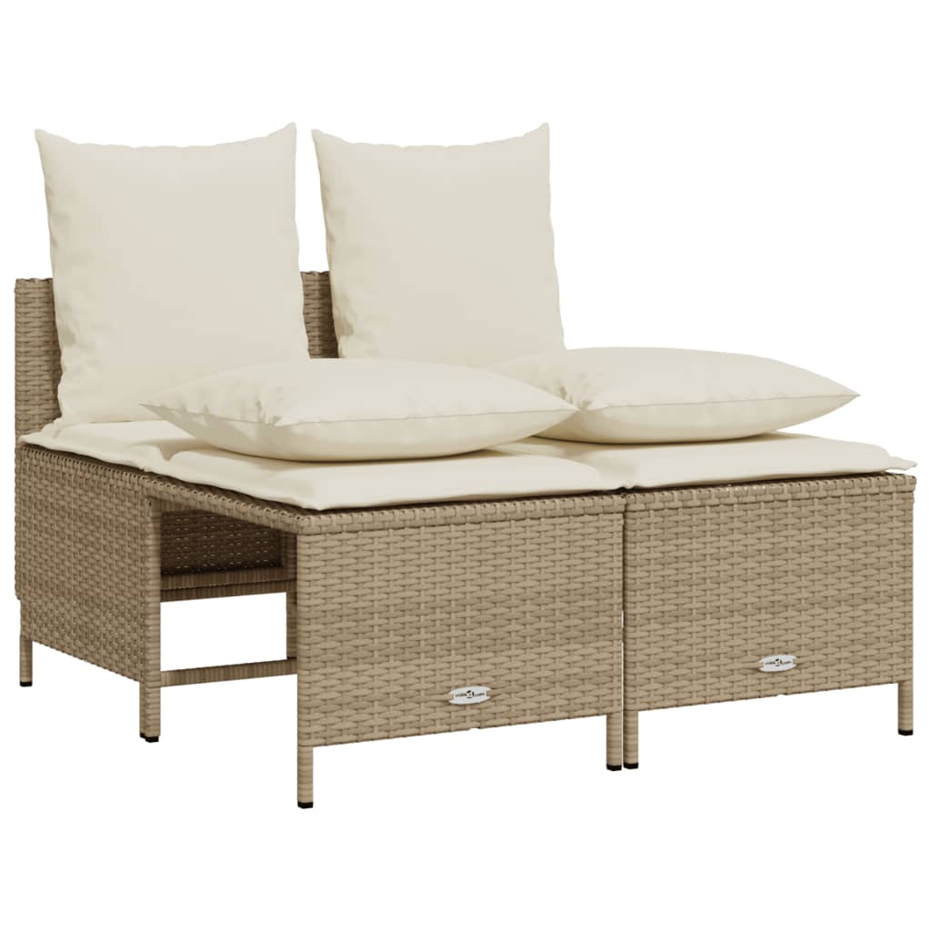 Soffgrupp För Trädgård Med Dynor 4 Delar Beige Konstrotting