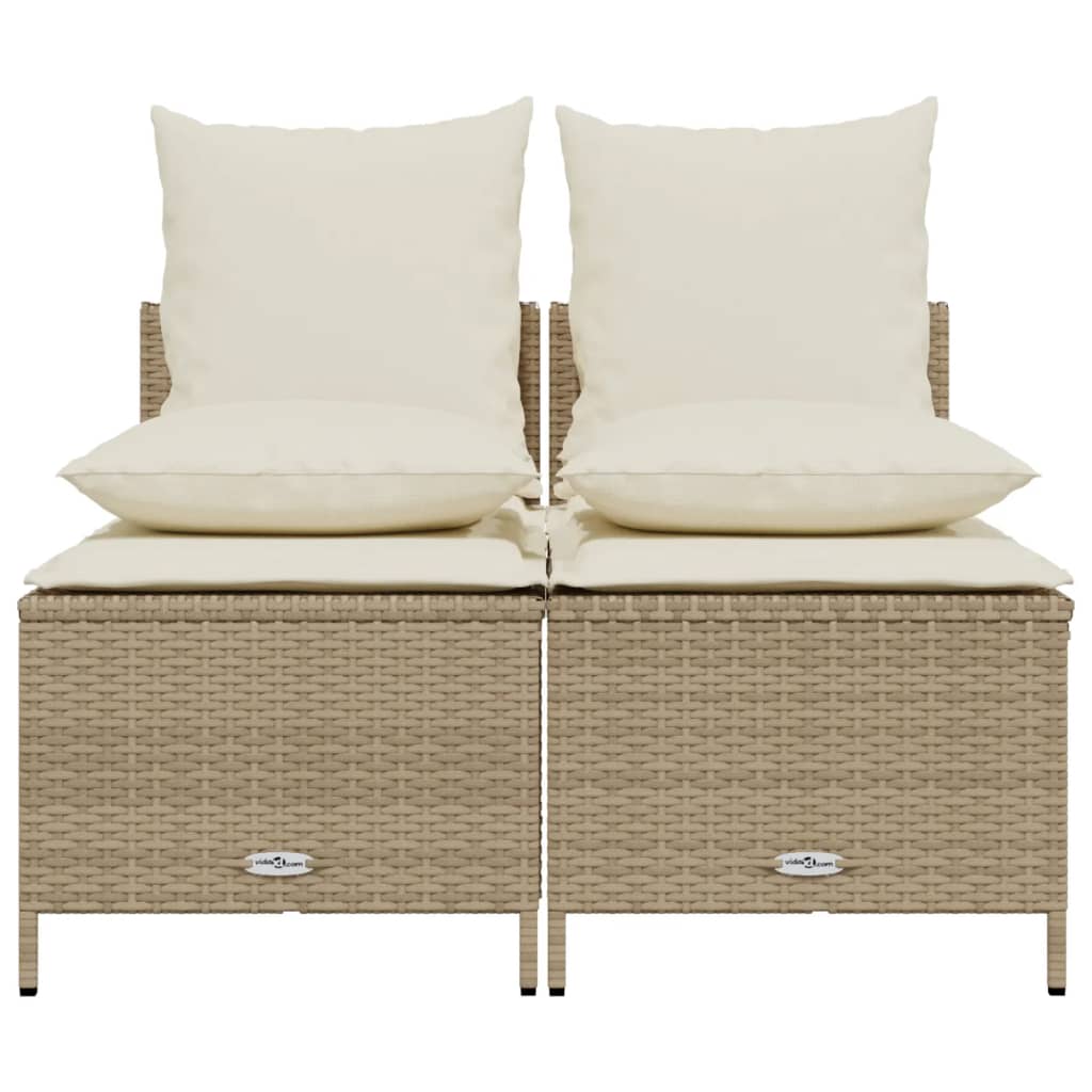 Soffgrupp För Trädgård Med Dynor 4 Delar Beige Konstrotting