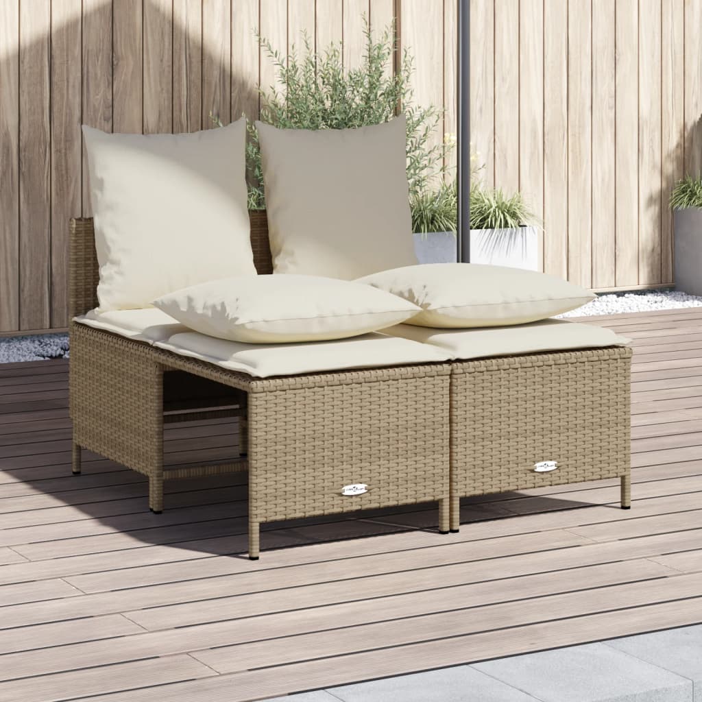 Soffgrupp För Trädgård Med Dynor 4 Delar Beige Konstrotting