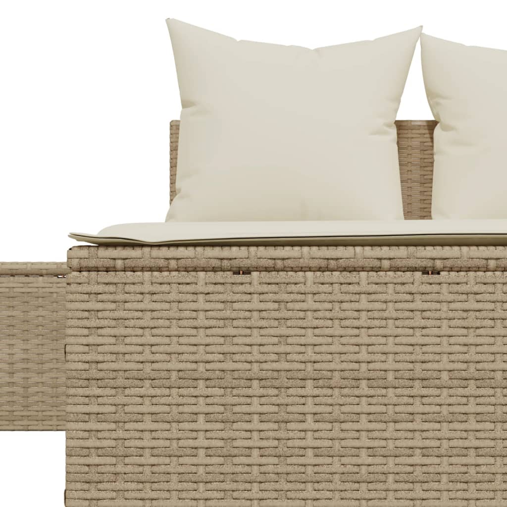 Dubbel Solsäng Med Dynor Beige Konstrotting