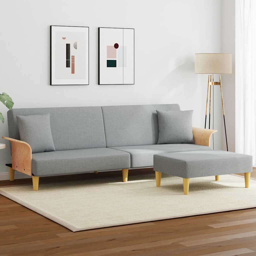 Bäddsoffa 2-Sits Med Kuddar Och Fotpall Sammet