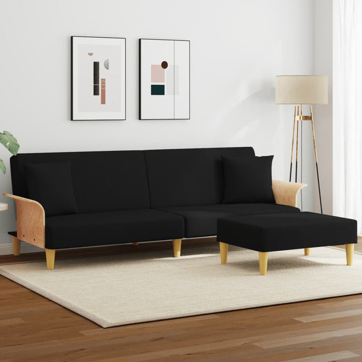 Bäddsoffa 2-Sits Med Kuddar Och Fotpall Sammet