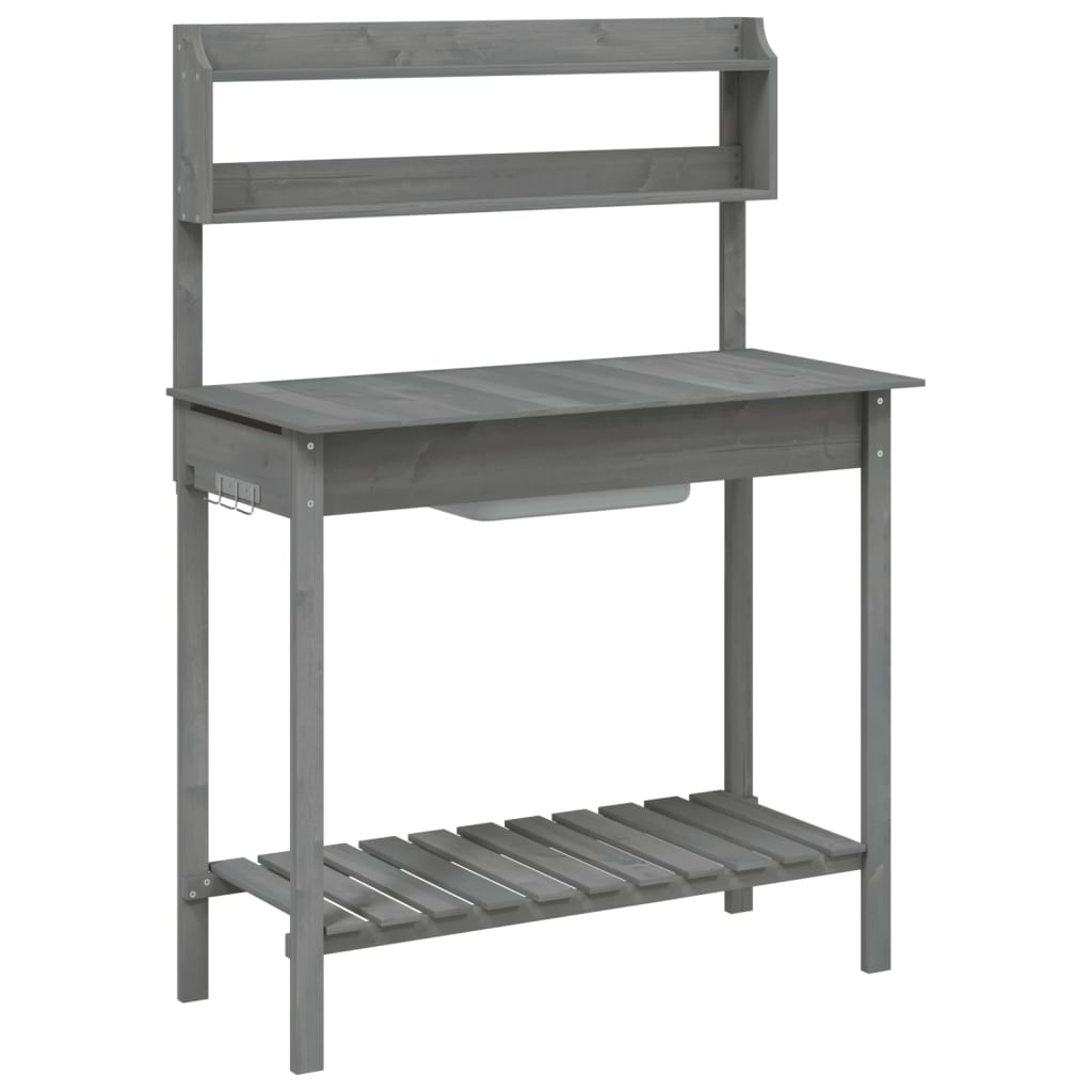Odlingsbänk Med Vask 110,5X45X124,5 Cm Massivt Granträ