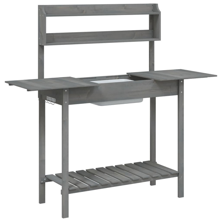 Odlingsbänk Med Vask 110,5X45X124,5 Cm Massivt Granträ