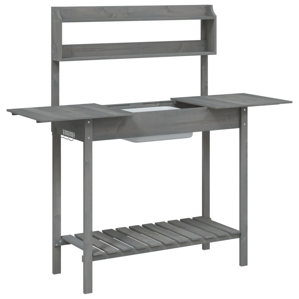 Odlingsbänk Med Vask 110,5X45X124,5 Cm Massivt Granträ