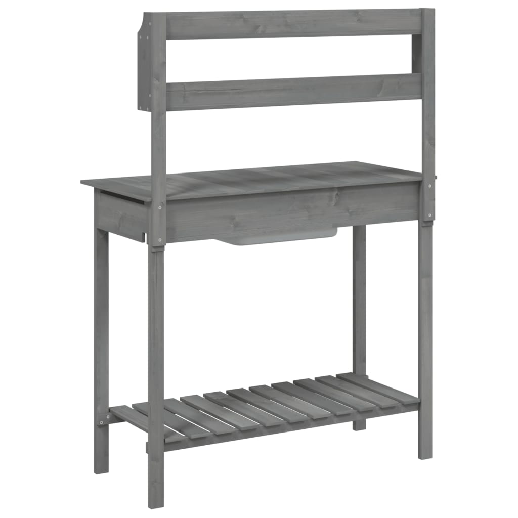 Odlingsbänk Med Vask 110,5X45X124,5 Cm Massivt Granträ