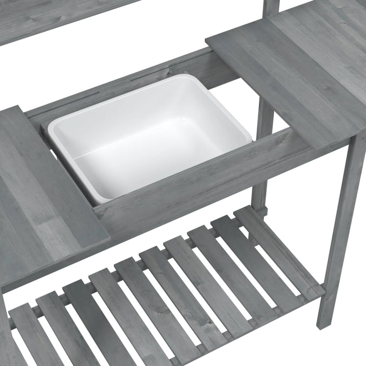 Odlingsbänk Med Vask 110,5X45X124,5 Cm Massivt Granträ