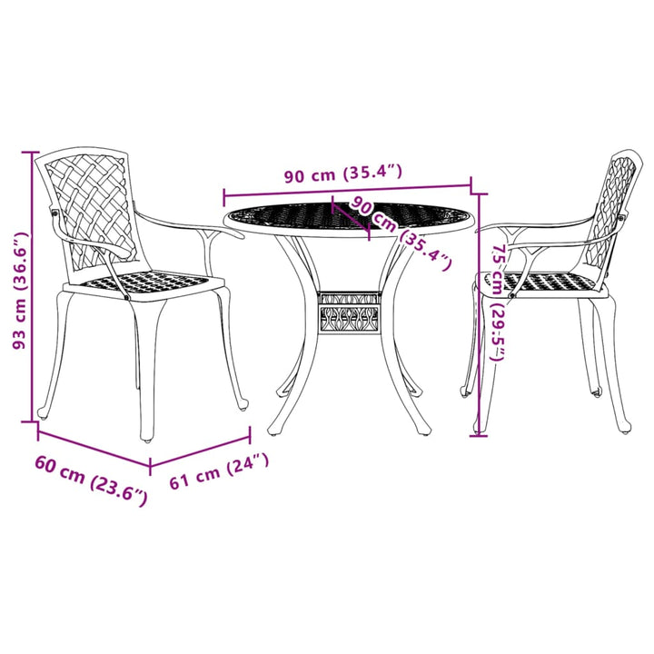 Caféset 3 Delar Gjuten Aluminium