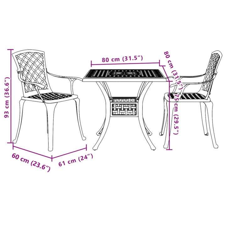 Caféset 3 Delar Gjuten Aluminium