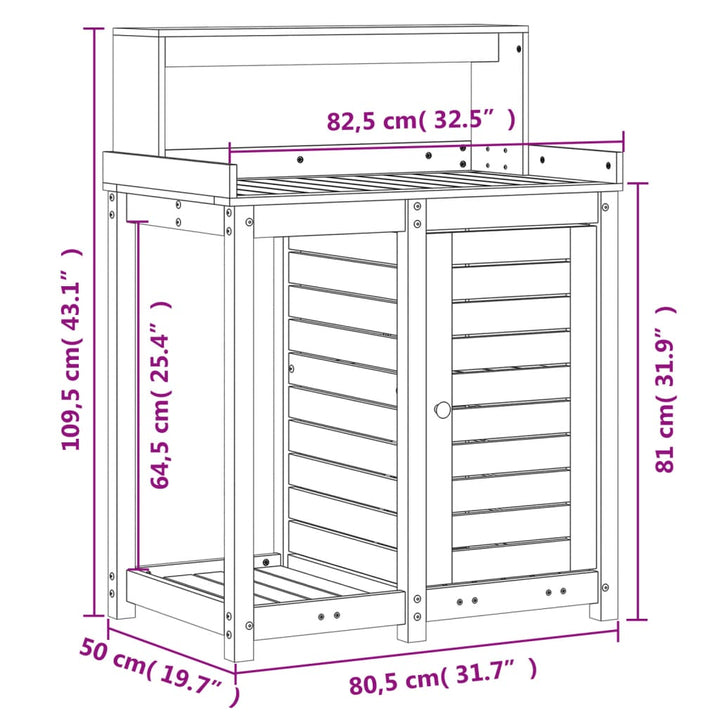 Växtbord Med Hyllor 82,5X50X109,5 Cm Massivt Douglasträ