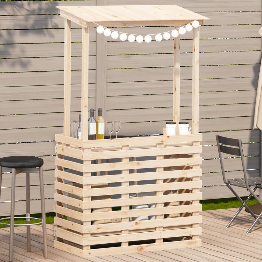 Barbord För Trädgården Med Tak Massivt Trä