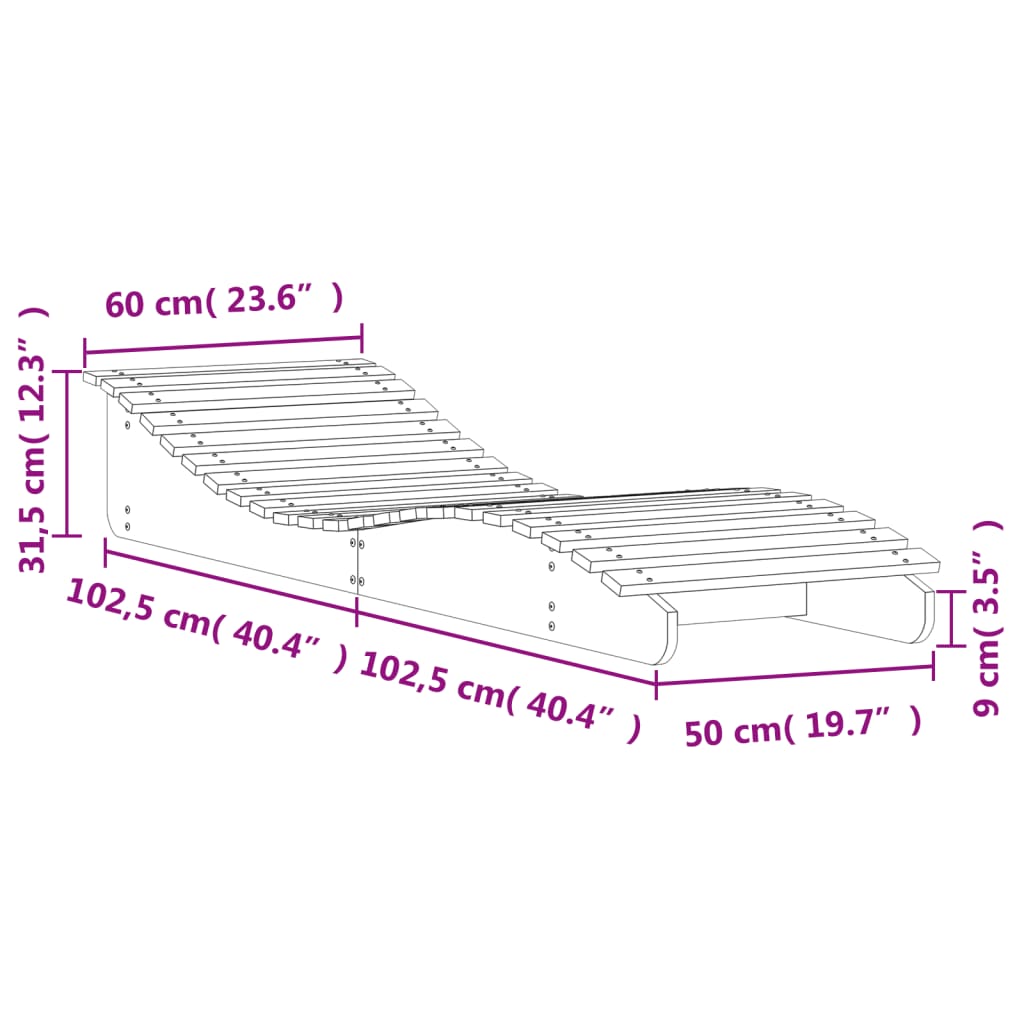 Solsäng 205X60X31,5 Cm Massiv Furu