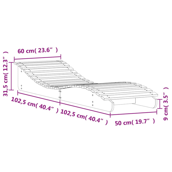 Solsäng 205X60X31,5 Cm Massiv Furu