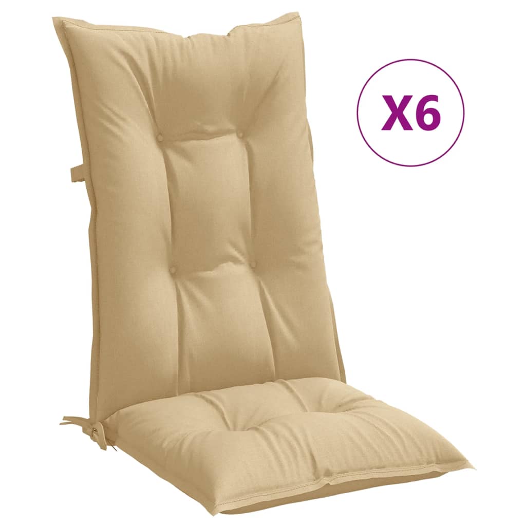 Stolsdynor Högt Ryggstöd 6 St Melerad Beige Tyg