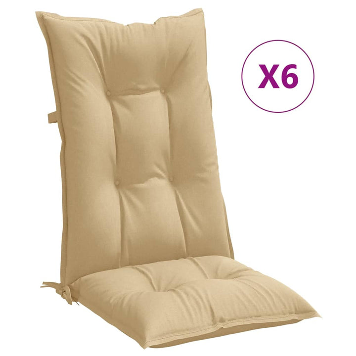 Stolsdynor Högt Ryggstöd 6 St Melerad Beige Tyg