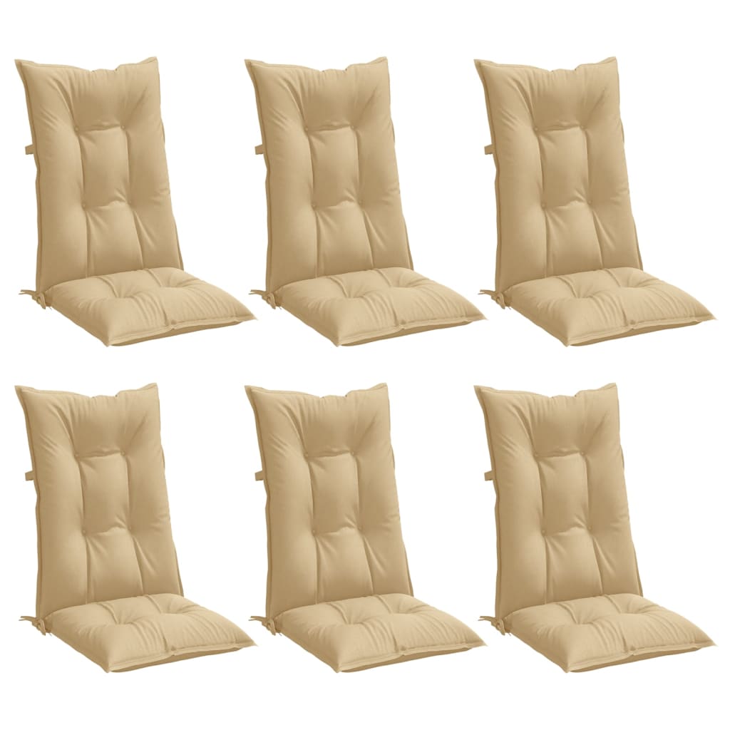 Stolsdynor Högt Ryggstöd 6 St Melerad Beige Tyg