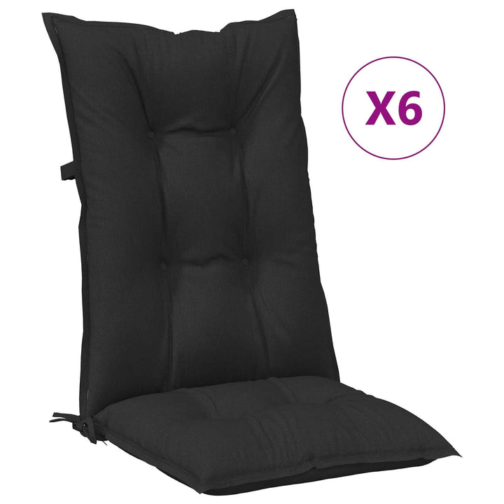 Set Med Hög Rygghörn Kuddar 6 St Polyester Melange Svart