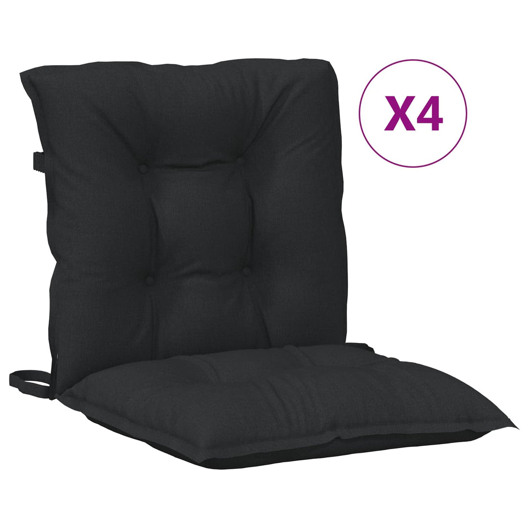 Lågryggs Stolsdynor Set 4 St Polyester Melange Svart