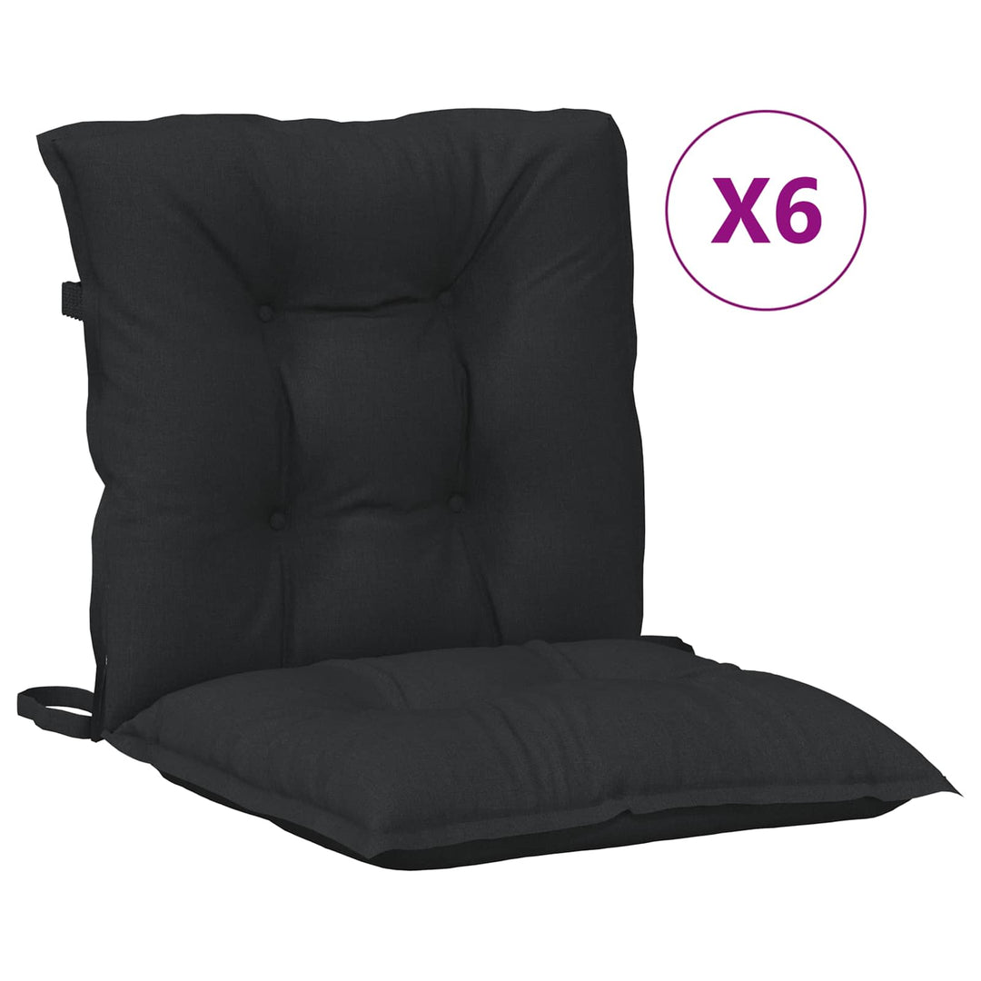Lågryggs Stolsdynor Set 6 St Polyester Melange Svart