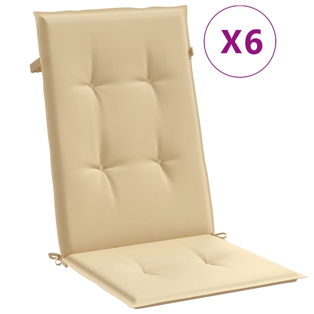 Stolsdynor Högt Ryggstöd 6 St Melerad Beige Tyg