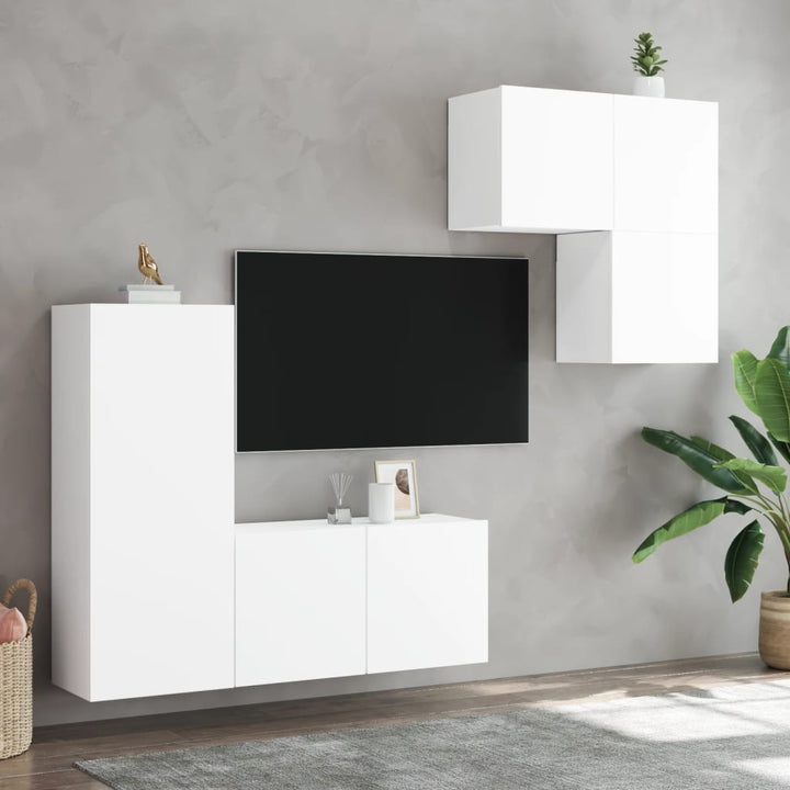 Tv-Bänk 4 Delar Konstruerat Trä