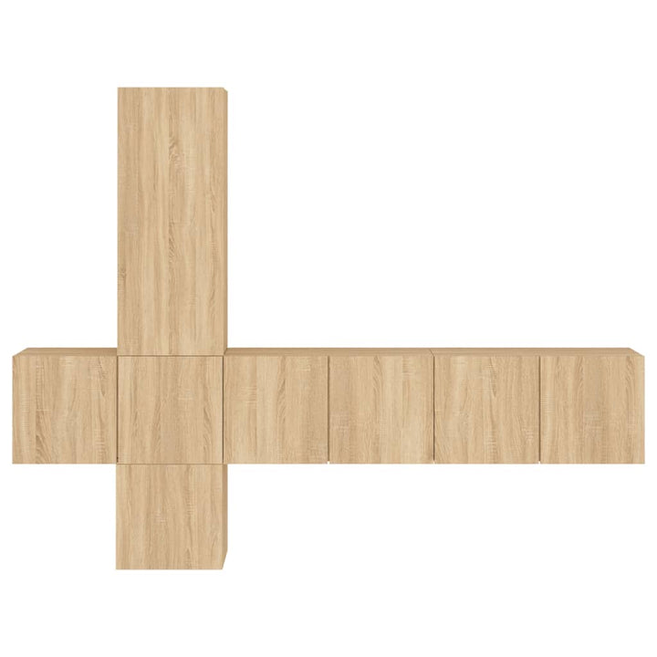 Väggmonterade Tv-Enheter 5 Delar Sonoma-Ek Konstruerat Trä