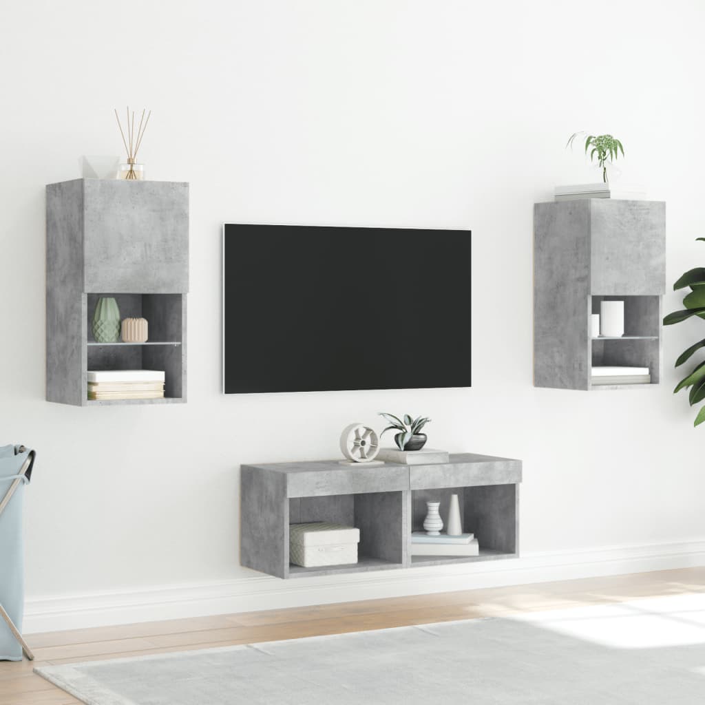 Väggmonterade Tv-Skåp 4 Delar Med Leds