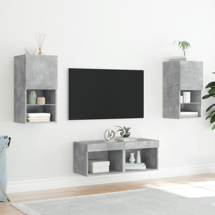 Väggmonterade Tv-Skåp 4 Delar Med Leds