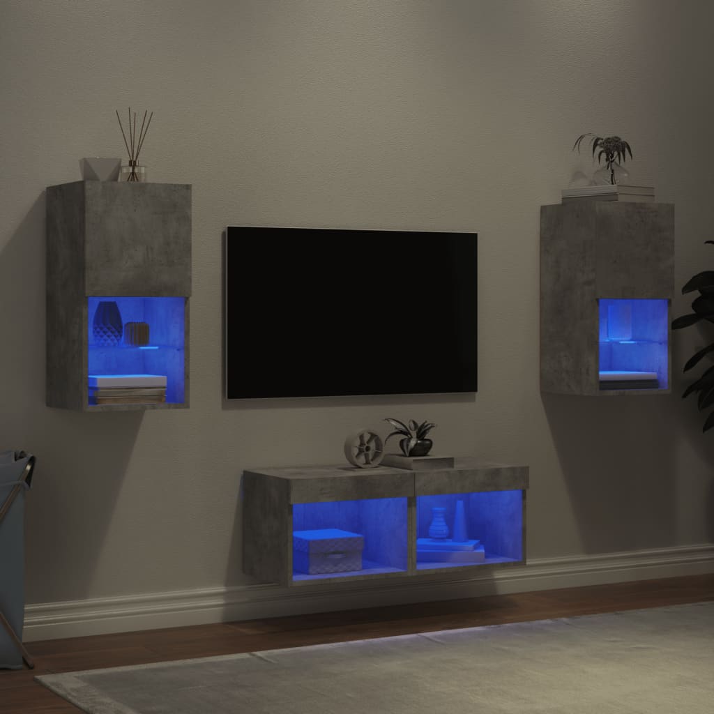 Väggmonterade Tv-Skåp 4 Delar Med Leds