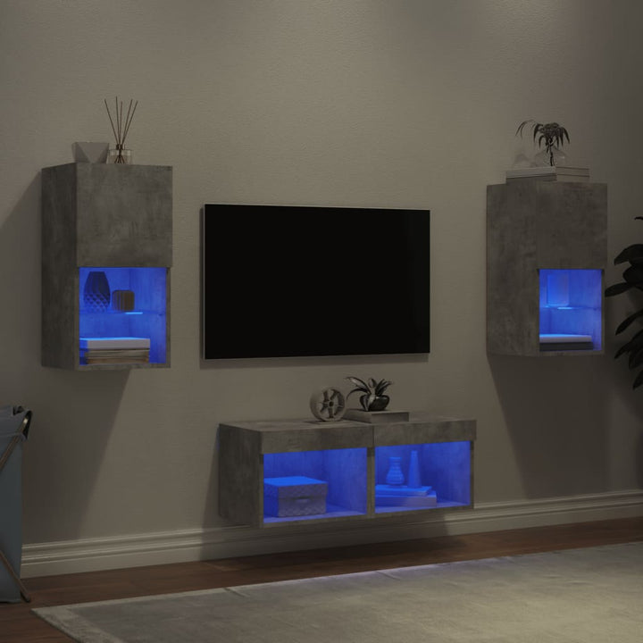 Väggmonterade Tv-Skåp 4 Delar Med Leds