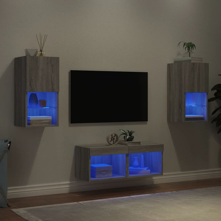 Väggmonterade Tv-Skåp 4 Delar Med Leds