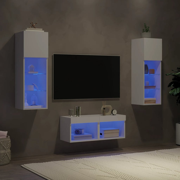 Väggmonterade Tv-Skåp 4 Delar Med Leds