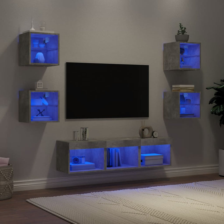 Tv-Bänk 7 Delar Led Konstruerat Trä