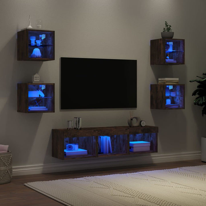Tv-Bänk 7 Delar Led Konstruerat Trä