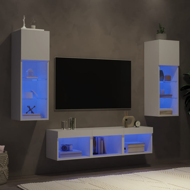 Tv-Bänk 5 Delar Led Konstruerat Trä