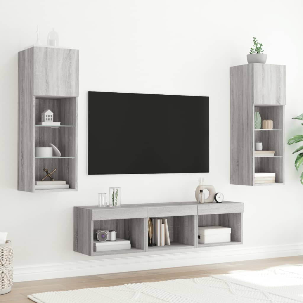 Tv-Bänk 5 Delar Led Konstruerat Trä