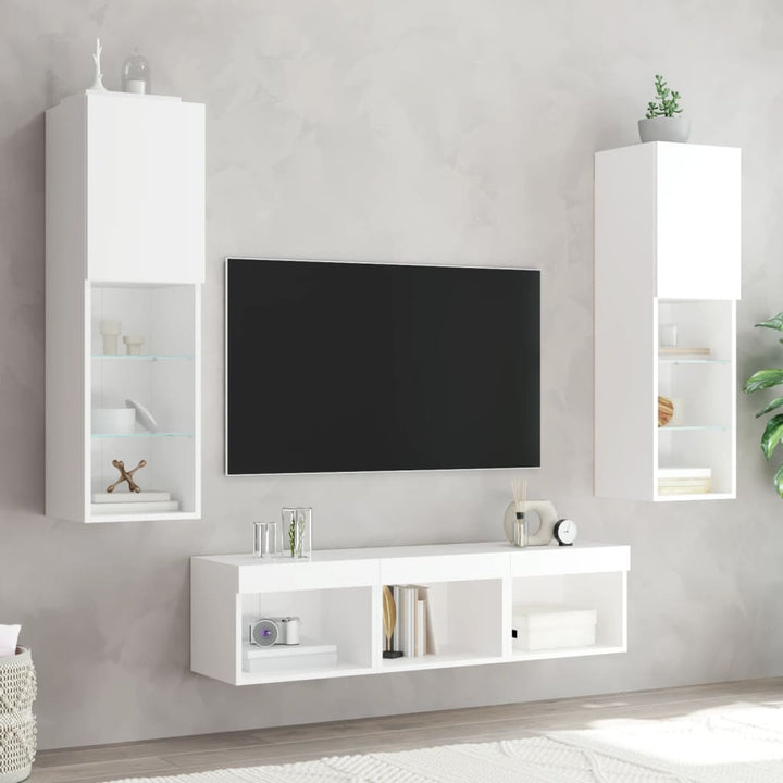 Tv-Bänk 5 Delar Led Konstruerat Trä