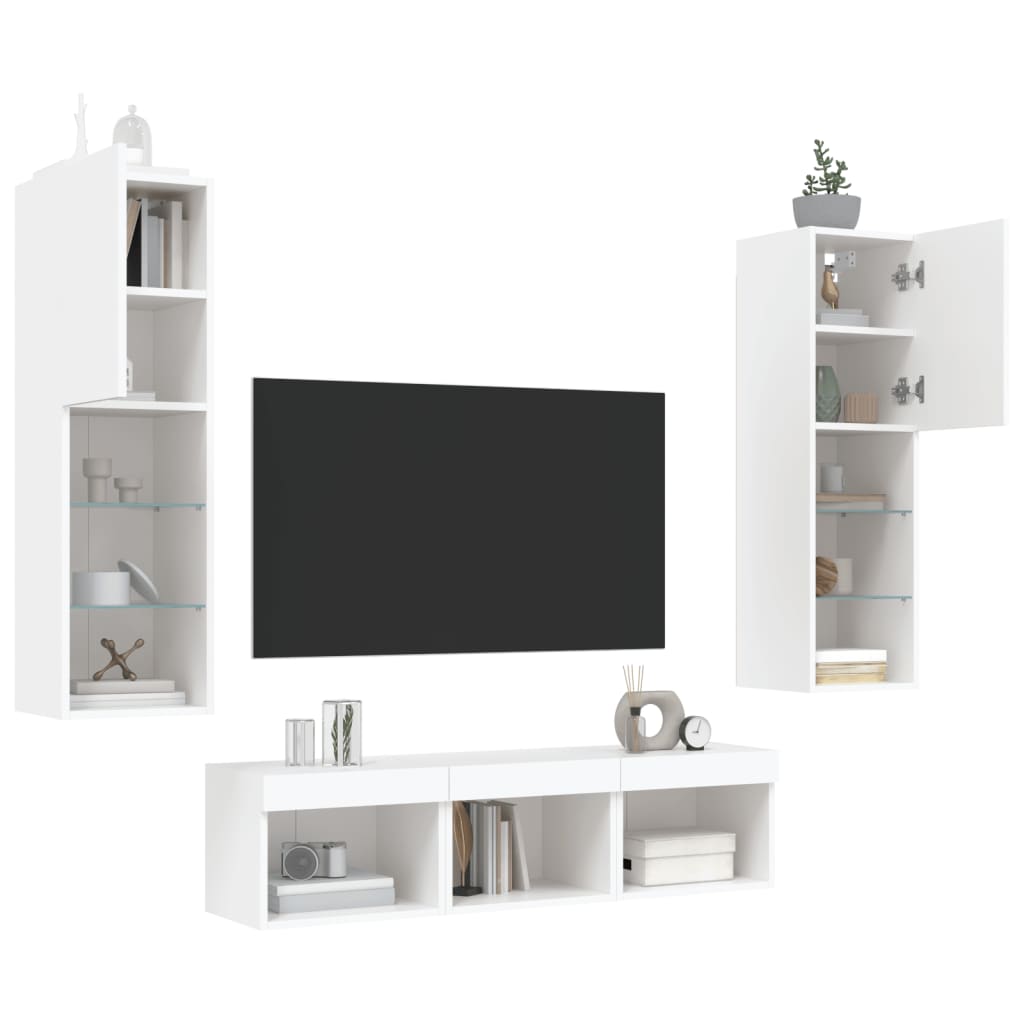 Tv-Bänk 5 Delar Led Konstruerat Trä