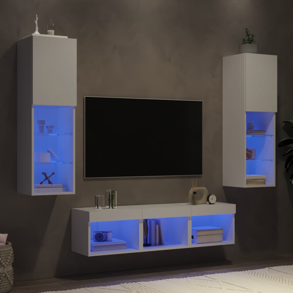 Tv-Bänk 5 Delar Led Konstruerat Trä