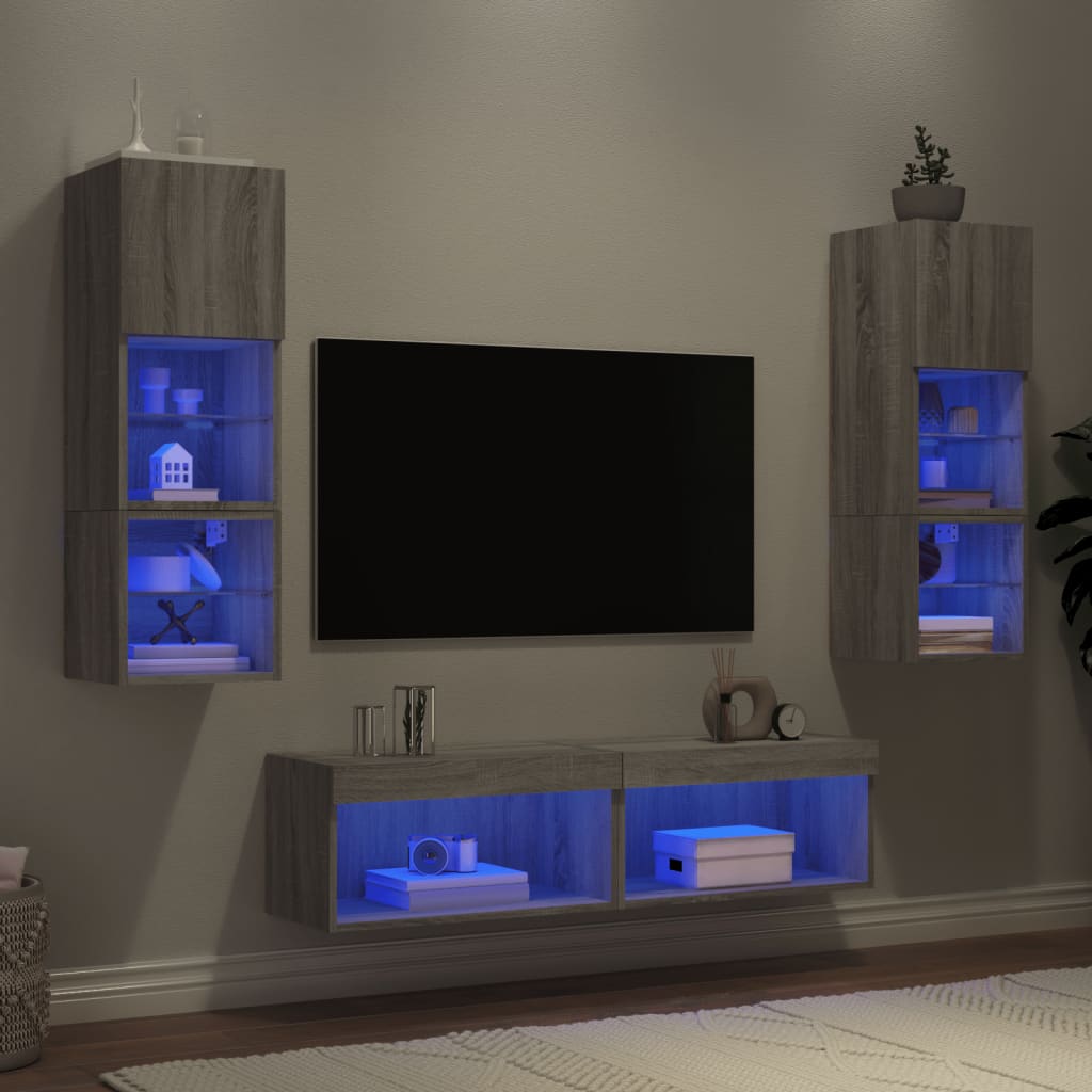 Tv-Bänk 6 Delar Led Konstruerat Trä