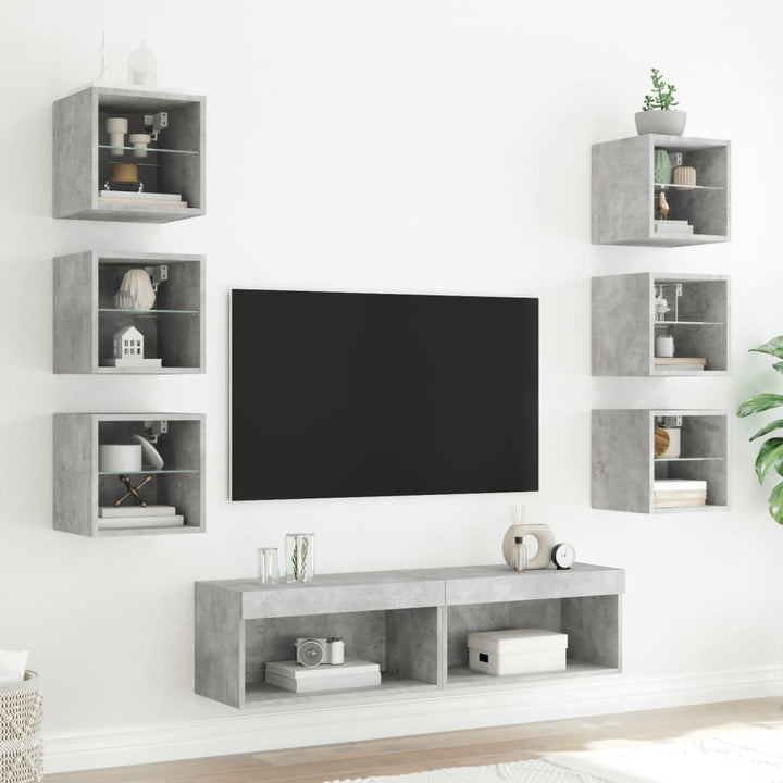 Tv-Bänk 8 Delar Led Konstruerat Trä
