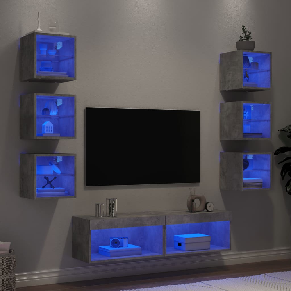 Tv-Bänk 8 Delar Led Konstruerat Trä